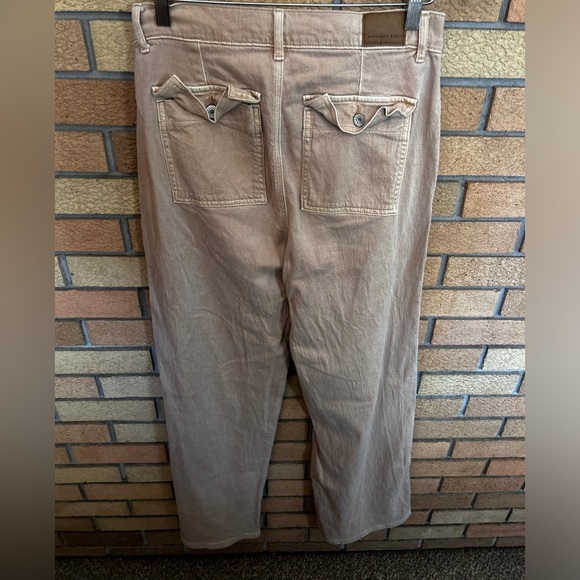 American Eagle Baggy Wide Leg Pants Size 4 Beige/Tan Style 3349220051 - Picture 3 of 5